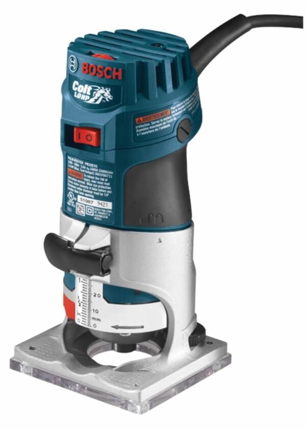 BOSCH PR20EVS Colt 1.0 HP Variable-Speed Palm Router - 5.6 Amp Motor, Soft Start, Constant ResponsCircuitry, Ergonomic Grip, Rugged Aluminum Base, Quick-Clamp System, 1/4" Collet BOSCH PR20EVS Colt 1.0 HP Variable-Speed Palm Router - 5.6 Amp Motor, Soft Start, Constant ResponsCircuitry, Ergonomic Grip, Rugged Aluminum Base, Quick-Clamp System, 1/4" Collet