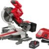 MILWAUKEE M18 Fuel 18v Red Lithium-Ion Brushless Cordless 10in. Dual Bevel Sliding Compound Miter Saw with (1) 8.0 Ah Battery