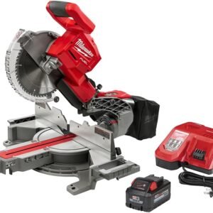 MILWAUKEE M18 Fuel 18v Red Lithium-Ion Brushless Cordless 10in. Dual Bevel Sliding Compound Miter Saw with (1) 8.0 Ah Battery MILWAUKEE M18 Fuel 18v Red Lithium-Ion Brushless Cordless 10in. Dual Bevel Sliding Compound Miter Saw with (1) 8.0 Ah Battery