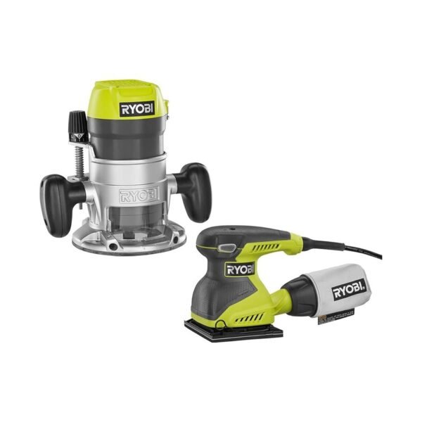 RYOBI 8.5 Amp 1-1/2 Peak HP Fixed Base Router & 1/4 Sheet Finish Sander Kit (2 TOOLS) RYOBI 8.5 Amp 1-1/2 Peak HP Fixed Base Router & 1/4 Sheet Finish Sander Kit (2 TOOLS)